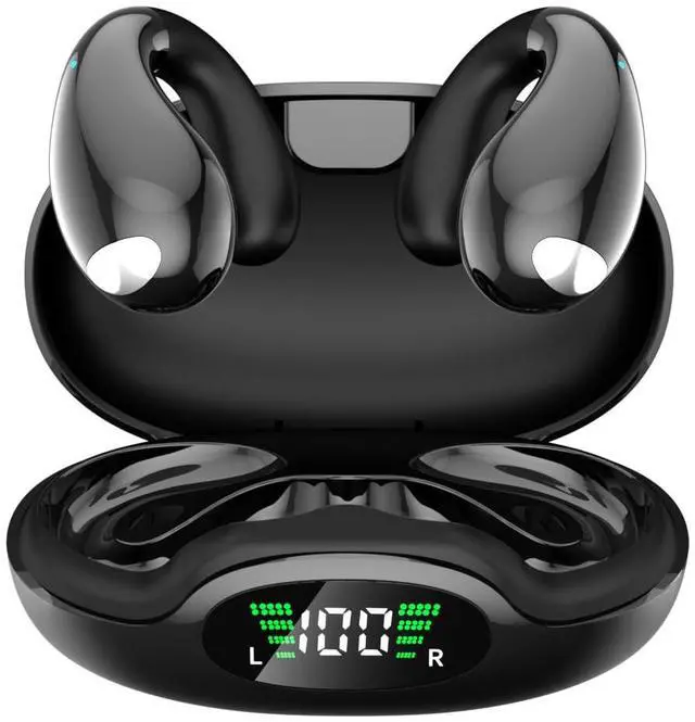 Main image of ShuQiaoSi Open Ear Clip on Headphones, Wireless Earbuds Bluetooth 5.3 Sport Earphones Built-in Mic with Ear Hooks Ear Buds, Waterproof Design for Running Fitness, Sports, Cycling, Driving