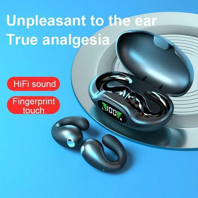 Alt view image 3 of 5 - ShuQiaoSi Open Ear Clip on Headphones, Wireless Earbuds Bluetooth 5.3 Sport Earphones Built-in Mic with Ear Hooks Ear Buds, Waterproof Design for Running Fitness, Sports, Cycling, Driving