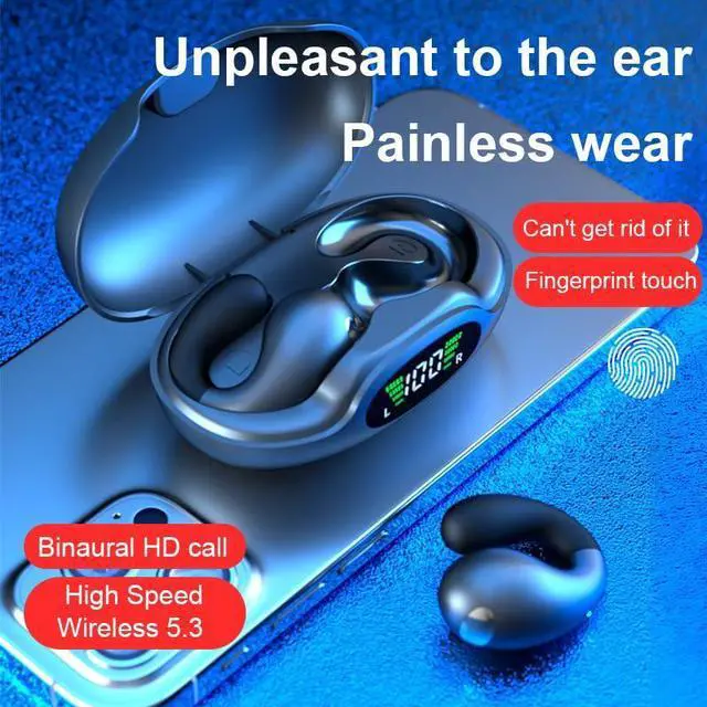 Alt view image 2 of 5 - ShuQiaoSi Open Ear Clip on Headphones, Wireless Earbuds Bluetooth 5.3 Sport Earphones Built-in Mic with Ear Hooks Ear Buds, Waterproof Design for Running Fitness, Sports, Cycling, Driving