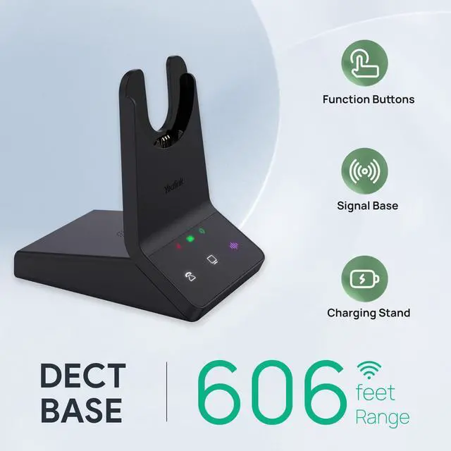 Alt view image 2 of 5 - Yealink WH64 DECT & Bluetooth Dual Teams Wireless Headset, 606 ft Range On Ear Work Headphones with 3X Noise Cancelling Mic, 32H Talk Time, Ringer, Office Headsets for Desk IP Phone, PC,Cellphone