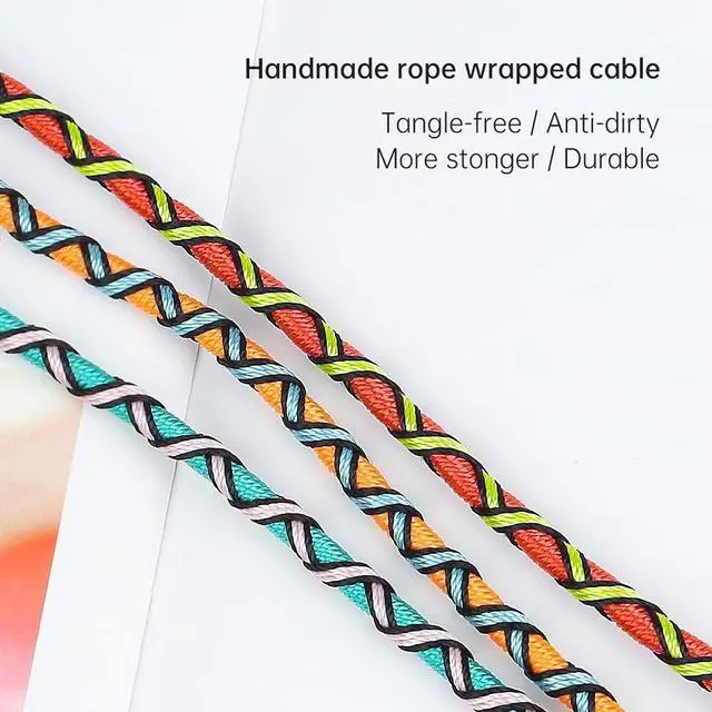 Alt view image 3 of 5 - URIZONS Cute Colorful Earbuds Girls Headphones with Microphone - Braided in-Ear Earphones Compatible with Cell Phones Laptop Tablets Smartphones Fabric BraidedHeavy Duty Bass(Orange)