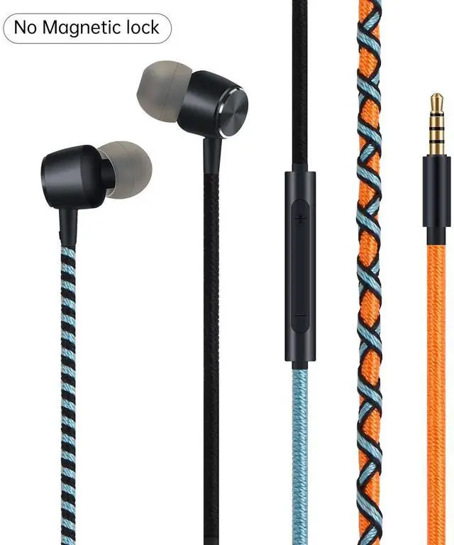 Alt view image 5 of 5 - URIZONS Cute Colorful Earbuds Girls Headphones with Microphone - Braided in-Ear Earphones Compatible with Cell Phones Laptop Tablets Smartphones Fabric BraidedHeavy Duty Bass(Orange)