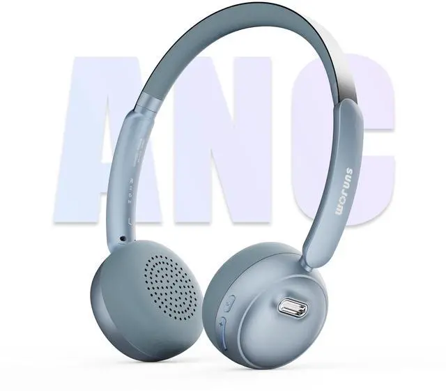 Main image of Sirius Wireless Retro Headphones, Bluetooth 5.4, 70H Playtime, ANC/ENC Active Noise Cancelling Reduction On-Ear with Microphone, Throwback 80's/ 90's Design-Blue