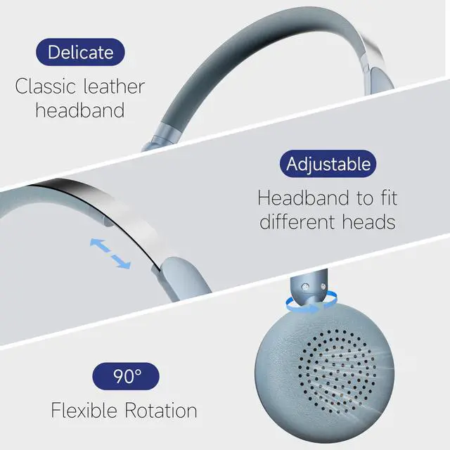 Alt view image 3 of 5 - Sirius Wireless Retro Headphones, Bluetooth 5.4, 70H Playtime, ANC/ENC Active Noise Cancelling Reduction On-Ear with Microphone, Throwback 80's/ 90's Design-Blue