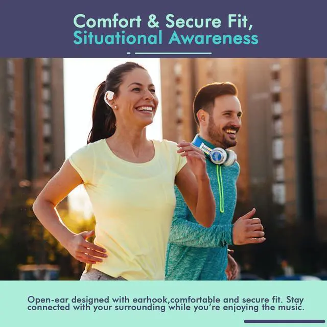 Alt view image 4 of 5 - ZHONGDE Wireless Running Earbuds, 100 Hour Long Battery Life Over The Ear Earbuds with EarHooks, Around Ear Buds Wireless Earbuds with Microphone, Earphones in Ear Headphones LR06