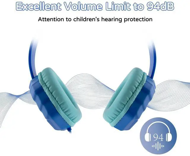 Alt view image 5 of 5 - Olyre Kids Headphones Wired with Microphone Blue & Pink/Purple