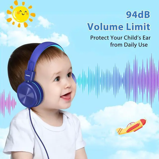 Alt view image 2 of 5 - Cowyawn USB Type C Kids Headphones for School, 94dB Volume Limited, Kids Headphones with USB C Cord, HD Stereo Sound, Foldable Lightweight On-Ear Wired Headphones for Kids/Children/Teens/Boys