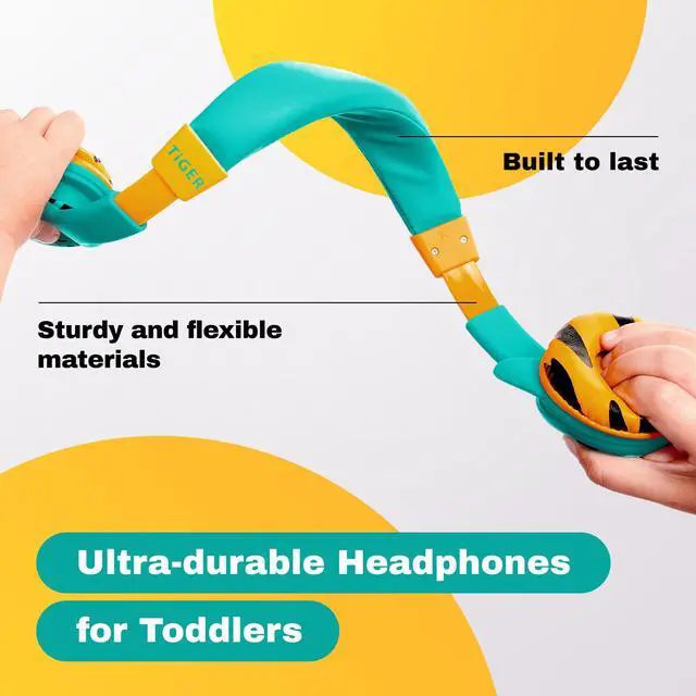 Alt view image 3 of 5 - Kidrox Kids Headphones Bundle - Tiger & Dinosaur Themed Wired Headphones for Toddlers & Children Ages 1-10 - Volume-Limited 85/94dB, Built-in Mic, 3.5mm Jack - Durable, Travel-Ready, Fun Designs