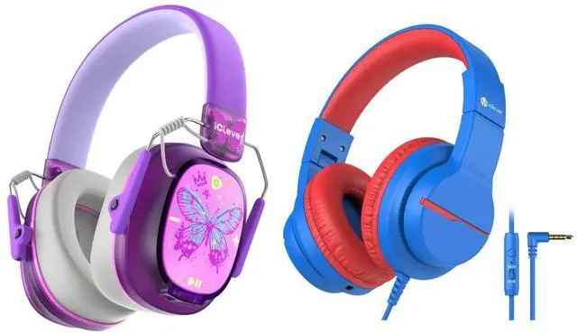 Main image of iClever Noise Cancelling Headphones for Kids & HS19 Kids Wired Headphones for School Travel/iPad/Tablet/Airplane