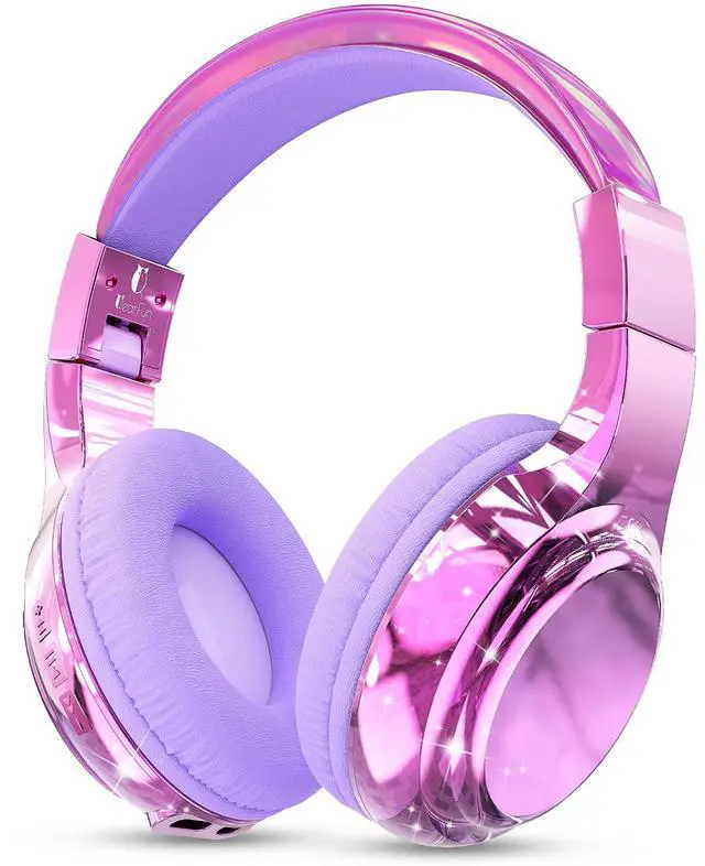 Main image of QearFun Kids Bluetooth 5.3 Headphones, Wireless Metallic Gradient Headset, Lightweight Foldable On Ear Headphones with Aux Cord, Fast Charging, Built-in Mic, for School/Travel/Tablet/iPad