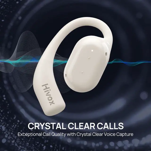 Alt view image 5 of 5 - Hivox Open Ear Earbuds,Wireless Headphones with Earhooks,Earphones Wireless Bluetooth Air Conduction,Ultra-Comfort,Clear Calls,30H Playtime,IP54 Waterproof