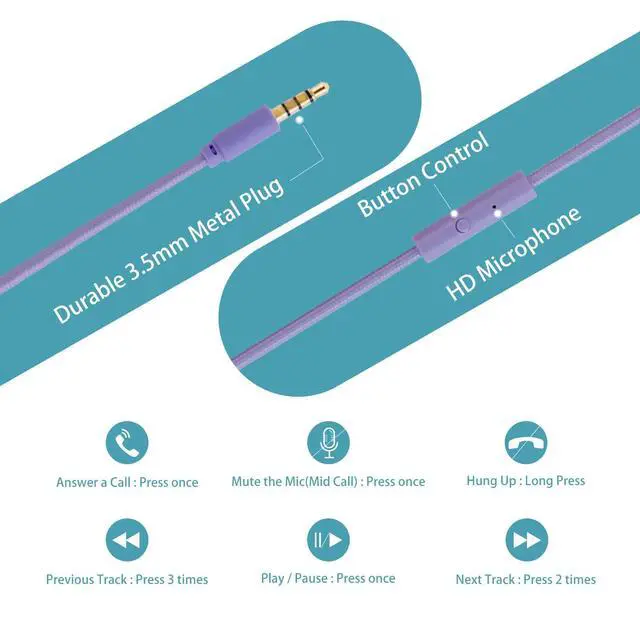 Alt view image 5 of 5 - Olyre Kids Wired Headphones with Mic T16 Packs with 3 Colors