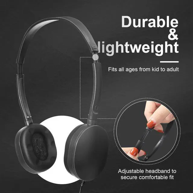 Alt view image 4 of 5 - Flutesan 30 Pack Wired Headphones, Adjustable On Ear Headphones, Kids Headphones with Stereo, Children Headphones Earbuds for Kids, Boys, Girls, Schools, Laptop, Travel, Plane, Tablet (Black)