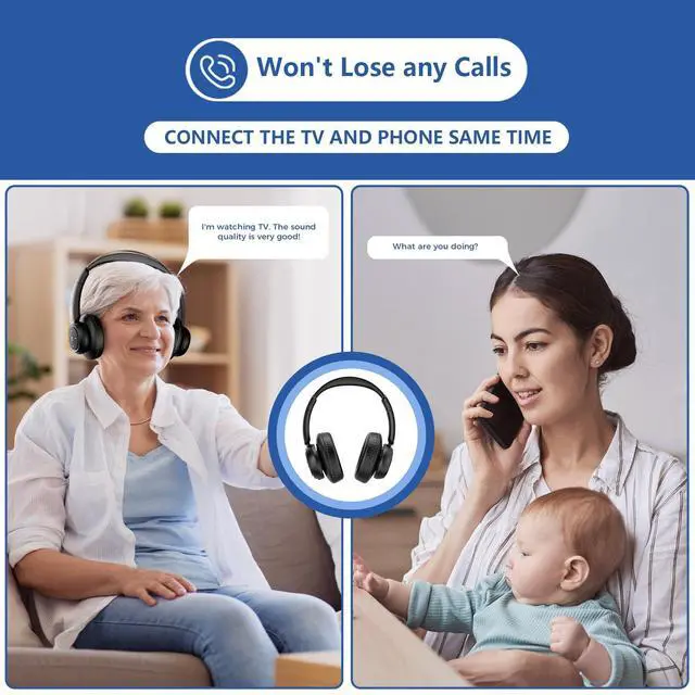 Alt view image 2 of 5 - ZUPVIY Wireless Headphones for TV Watching, TV Headphones Wireless for Seniors with Transmitter Charging Base, Support Optical,AUX,RCA and USB, High Volume No Audio Delay, Plug and Play, BKGD