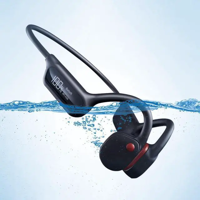 Main image of Quidnuran Bone Conduction Headphones Swimming Headphones Bone Conduction Wireless Earbuds Waterproof Headphone for Swimming Music Player Built-in 32G Memory Open Ear Sports Earphone Black