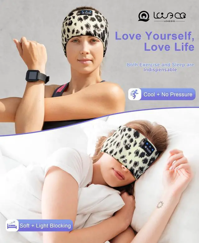 Alt view image 4 of 5 - LOVE EYE Sleep Headphones Bluetooth 5.4 Sleeping Eye Mask Wireless Music Earphones with HD Speakers for Side Sleepers Total Blackout Cotton Mask for Travel, Home, Office, Unique Gifts