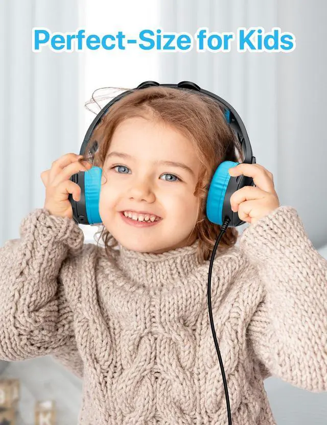 Alt view image 2 of 5 - ZIUMIER Kids Headphones, with Microphone, 80/90dB Volume Limiter, Audio Sharing Port, Toddler Headphones for School Travel, 2Packs Black and Green