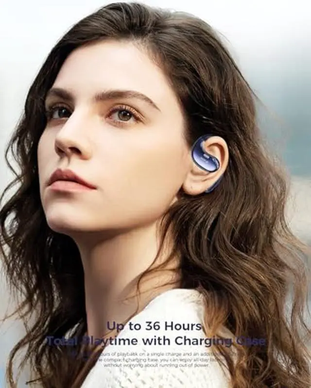 Alt view image 3 of 5 - Micool Open-Ear Headphones Bluetooth 6.0, Clip On Earbuds Wireless with 36H Playtime, Noise Cancelling Hands-Free Earphones, Comfort Fit Sports Headphones for Running, Gym & Travel