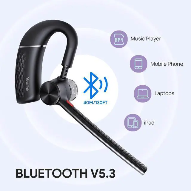 Alt view image 4 of 5 - Yealink Single Ear Bluetooth Headsets BH71 Lite,Wireless Headset with Mic for Work,Bluetooth Earpiece Connect Cell Phone/Mobile/Laptops,Teams Zoom Certified,Mute Function