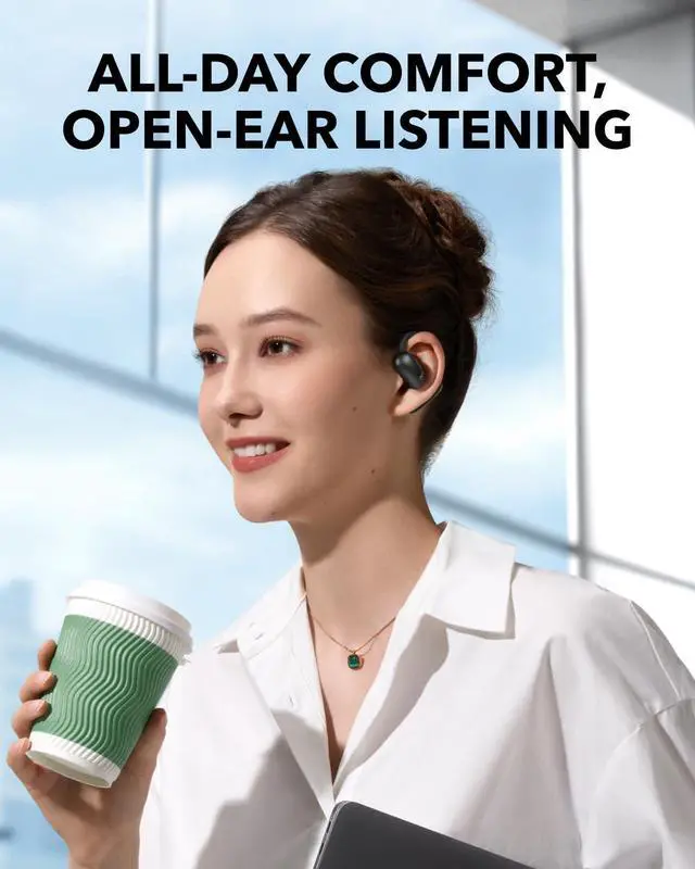 Alt view image 2 of 5 - Soundcore AeroFit 2 by Anker Open-Ear Headphones with P30i, Adjustable Ear Hooks, Snug Fit, Rich Bass, Hi-Res Wireless Audio, 42H Playtime, Bluetooth 5.4, App Control, IP55, AI Clear Calls