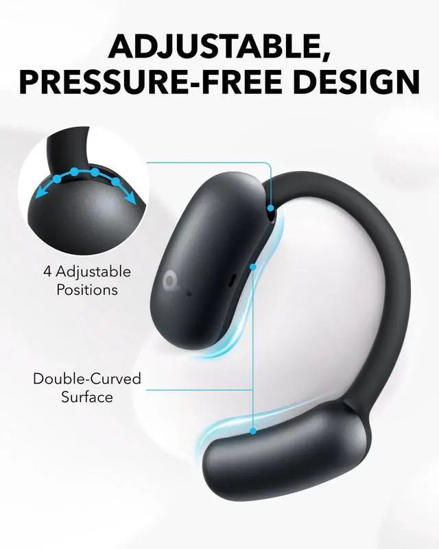 Alt view image 3 of 5 - Soundcore AeroFit 2 by Anker Open-Ear Headphones with P30i, Adjustable Ear Hooks, Snug Fit, Rich Bass, Hi-Res Wireless Audio, 42H Playtime, Bluetooth 5.4, App Control, IP55, AI Clear Calls