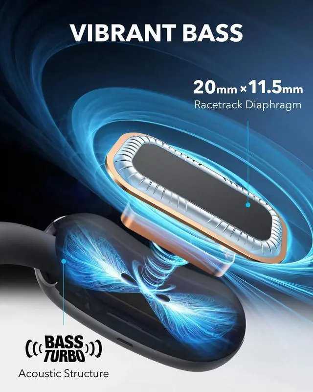Alt view image 4 of 5 - Soundcore AeroFit 2 by Anker Open-Ear Headphones with P30i, Adjustable Ear Hooks, Snug Fit, Rich Bass, Hi-Res Wireless Audio, 42H Playtime, Bluetooth 5.4, App Control, IP55, AI Clear Calls