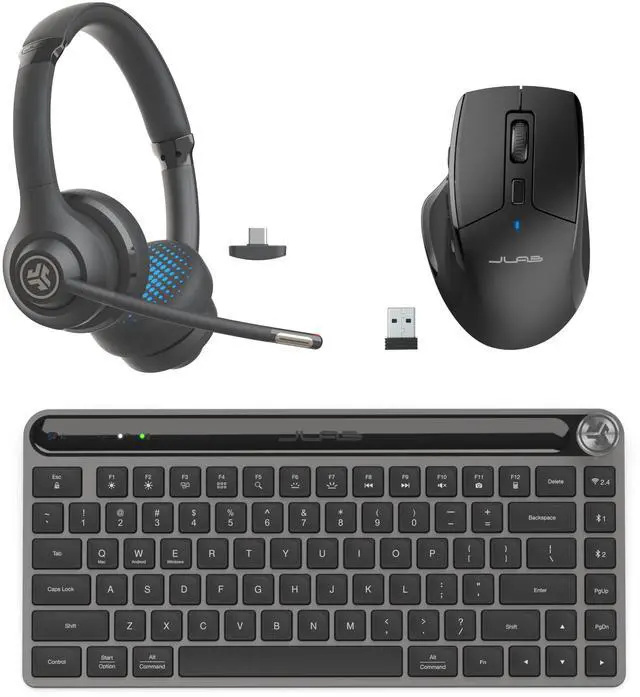 Main image of JLab Work Bundle, Go Work 2 Wireless Headset, Epic Mini Keyboard and JBuds Wireless Mouse