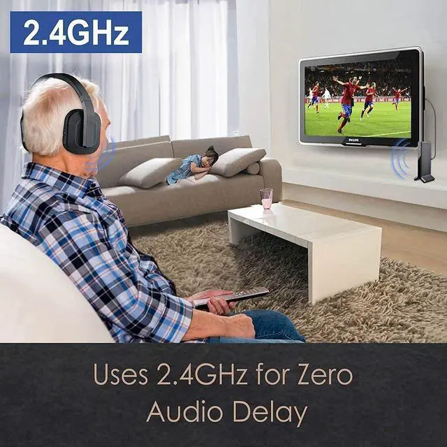 Alt view image 3 of 5 - Multiple Wireless Headphones for TV, 4 Headphones w/ 1 Transmitter, No Audio Delay, Easy to Use, Individual Volume Control - HT2804
