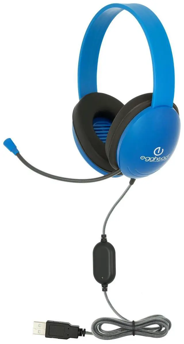 Alt view image 2 of 4 - Egghead(r) Kids Heavy Duty Headset with Steel Reinforced Gooseneck Microphone, Chew-Resistant Tri-Shield Cord, Padded Ear Cushions, and Adjustable Headband, Pack of 10