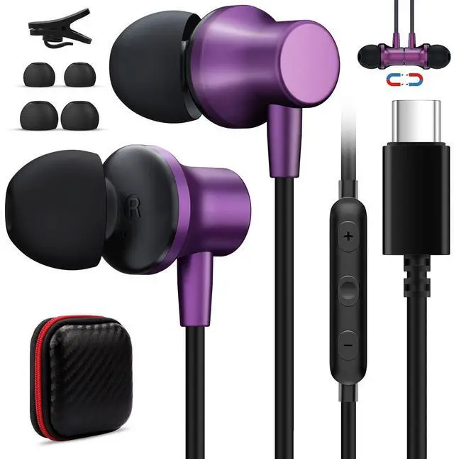 Main image of USB C Wired Earbuds for iPhone 16e 16 15 Plus Samsung Z Flip 6 Fold 5, Type C Headphones with Mic Magnetic Noise Canceling in-Ear Earphone Headset for iPad Air Pro M4 Oneplus 13 Galaxy S25 S24 Pixel 8