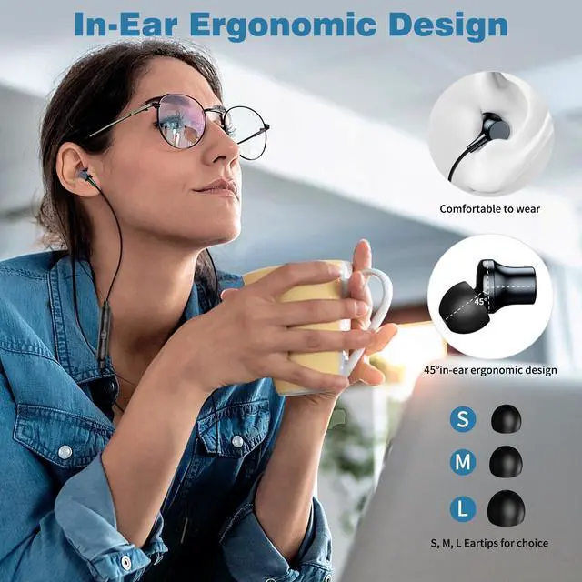 Alt view image 5 of 5 - COOYA USB C Headphone Type C Wired Earbuds for iPhone 16 Pro Max 16e 15 iPad 10 Pixel 9 8 Magnetic Bass Noise Canceling in-Ear Earphones+Mic for Samsung Galaxy S25 Ultra A16 A56 S23 A35 S22 OnePlus 13