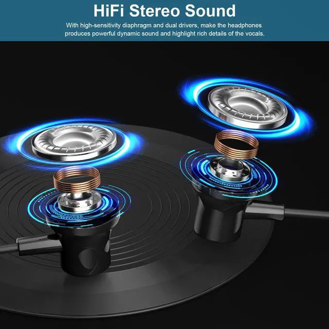 Alt view image 3 of 5 - COOYA USB C Headphones for Samsung Galaxy S25 Ultra S24+ A16 A56 A35 Type C Wired Earbuds Magnetic Bass Noise Canceling Right Angle In-Ear Earphone with Mic for iPhone 16 Pro 16e 15 iPad 11 Pixel 9 8a