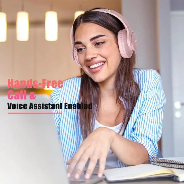 Alt view image 4 of 5 - KVIDIO Bluetooth Headphones Over Ear, 65 Hours Playtime Wireless Headphones with Microphone, Foldable Lightweight Headset with Bass and Stereo Sound Low Latency for Travel Work Cellphone