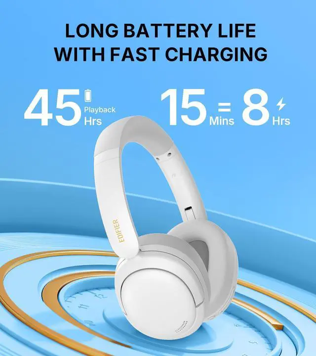 Alt view image 4 of 5 - Edifier W800BT SE Wireless Over-Ear Bluetooth 5.4 Headphones - AI Call Noise Cancellation - 45H Playtime - Fast Charging - AAC Codec - Dual Device- Game Mode - Foldable - White
