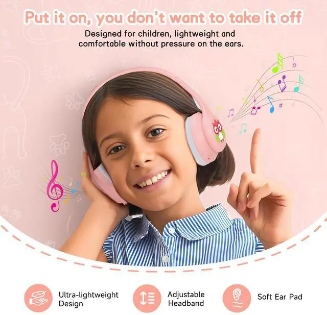 Alt view image 5 of 5 - LOBKIN Active Noise Cancelling Headphones for Kids,Kids Headphones ANC Bluetooth 5.4 Wireless with Mic 50H Playtime Safe Volume Limited Foldable for Boy Girl Travel/School/iPad(Without LED Light)