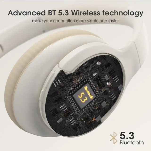 Alt view image 3 of 5 - DOQAUS Upgrade Bluetooth Headphones Over Ear, 90H Playtime BT 5.3 Wireless Headphone EQ Modes, Built-in HD Mic, HiFi Stereo Sound, Deep Bass, Memory Foam Cups for Phone/PC&Travel/Gym/Workout