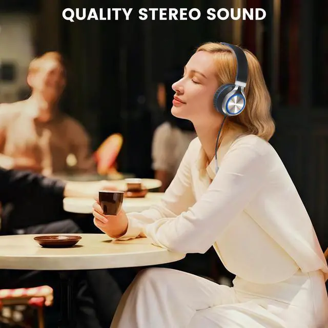 Alt view image 4 of 5 - INFURTURE USB C(Type C) Wired Headphones with Mic & Volume Control, Only 191g Lightweight Foldable for Smartphone/Tablet, Plug-in Corded Headphone Over Ear (Blue