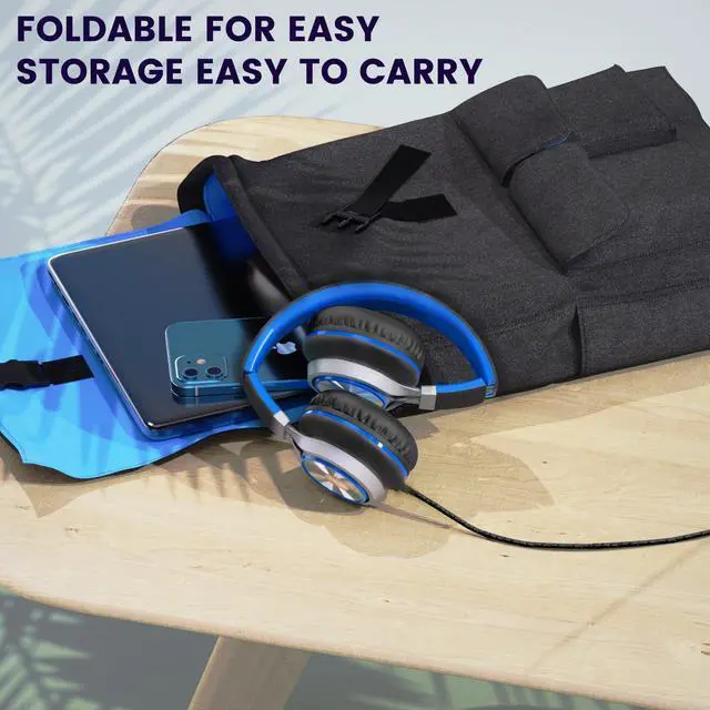 Alt view image 5 of 5 - INFURTURE USB C(Type C) Wired Headphones with Mic & Volume Control, Only 191g Lightweight Foldable for Smartphone/Tablet, Plug-in Corded Headphone Over Ear (Blue