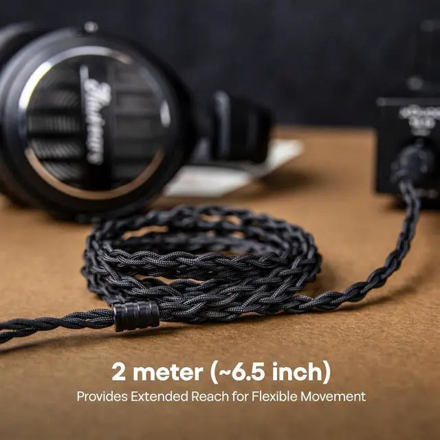 Alt view image 4 of 5 - Linsoul Tripowin Nova Monitor Headphone Cable, Over-Ear Headphone Wire, 4-Strand Silver Foil/OCC Hybrid Upgrade Cable, 2M, Dual 3.5mm to 4.4mm/3.5mm/XLR Plug, for Musicians Audiophiles (4.4mm, Black)