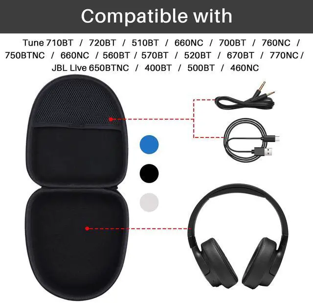 Alt view image 4 of 5 - Lebakort Hard Case Compatible with JBL Tune 710BT 720BT 510BT 660NC 700BT 570BT 760NC 750BTNC 660BTNC 560BT 520BT 670BT T770NC JBL Live 650BTNC 400BT 500BT 460NC Headphone (Black Case)