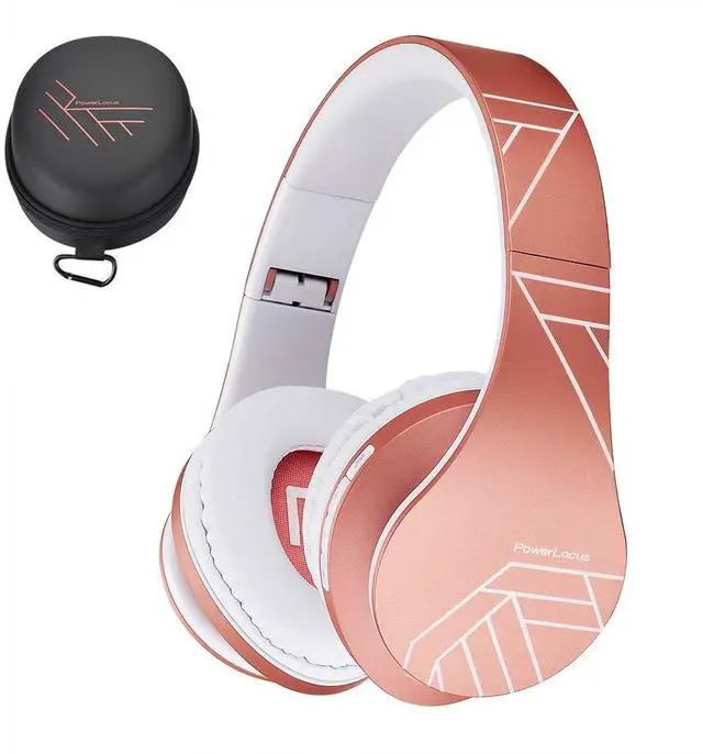 Main image of PowerLocus Bluetooth Over-Ear Headphones, Wireless Stereo Foldable Headphones Wireless and Wired Headsets with Built-in Mic, Micro SD/TF, FM for iPhone/Samsung/iPad/PC (Rose Gold)