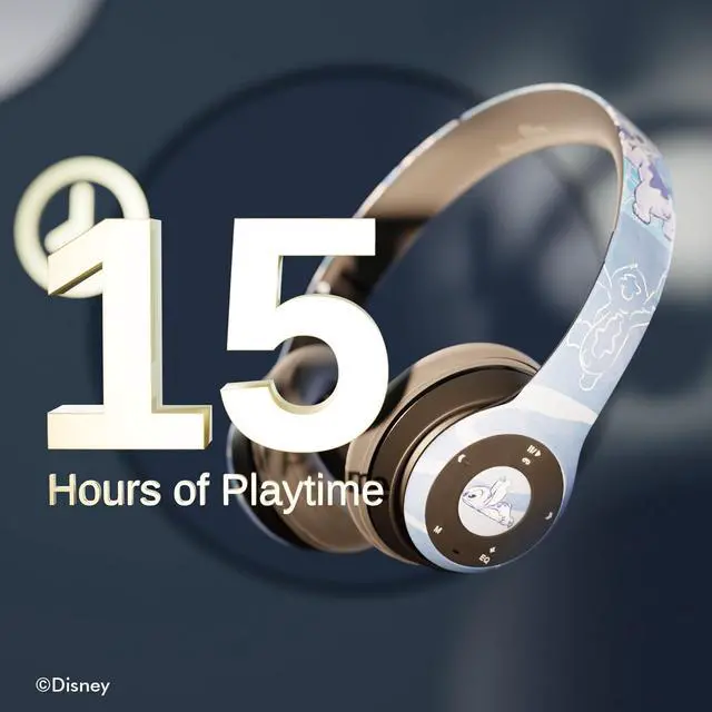 Alt view image 2 of 5 - Disney Stitch Watercolor Swirl Bluetooth Over-Ear Headphones, Wireless Foldable Headset with Built-in Microphone - Stitch Watercolor Swirl Design, for Adults and Kids, Comfortable Auriculares