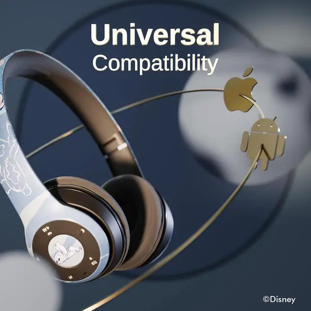 Alt view image 4 of 5 - Disney Stitch Watercolor Swirl Bluetooth Over-Ear Headphones, Wireless Foldable Headset with Built-in Microphone - Stitch Watercolor Swirl Design, for Adults and Kids, Comfortable Auriculares