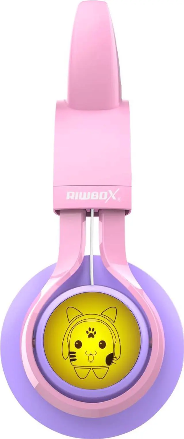 Alt view image 4 of 5 - Riwbox Kids Headphones, CT-7S Cat Ear Bluetooth Headphones with LED Light, 85dB Volume Limiting, Over Ear with Microphone for Laptop/PC/TV (Pink&Purple)