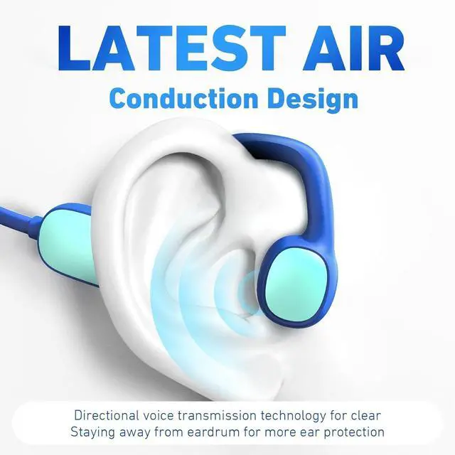 Alt view image 2 of 5 - Mehomeli Kids Headphones, Bluetooth 5.2 Air Conduction Open Ear Headphones, 85dB Volume Limiting, Blue Pink