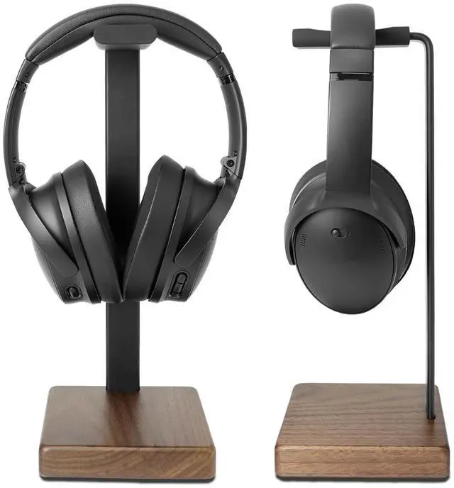 Alt view image 2 of 5 - Headphone Stand for Desk - Wooden Headset Stand for Desk - Wooden Headphone Holder with Airpods Max and More(Square)