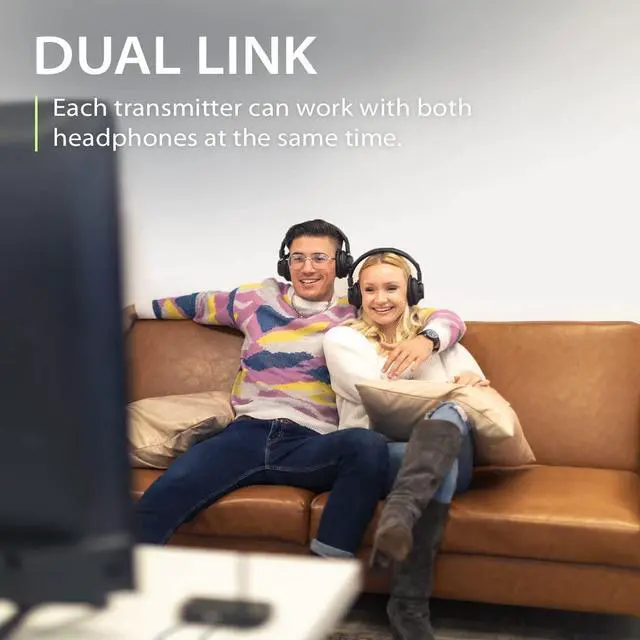 Alt view image 4 of 5 - Avantree Shift - Wireless TV Multiple Headphones Pack, Ideal for Watching 2 or More TVs, with Cross-Compatibility, Pass-Through, Long Range, Scalable to 3 Transmitters and 100 Headphones