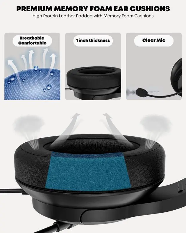 Alt view image 2 of 5 - Gaming Headset for Xbox One, PS5, PS4, PC, Sega Game Gear and Other Devices with 3.5mm Audio Jack, Plug and Play, Gaming Headphones for Nintendo Switch with Clear Mic, Folding Design for Kids (Black)