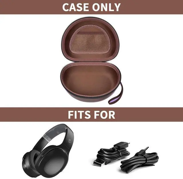 Alt view image 2 of 5 - Headphone Case for Skullcandy Crusher/Hesh/Evo Wireless Over-Ear Bluetooth Earphones, for Beats Studio Pro/ 3/Solo 4/3/2 Headphones and More Noise Cancelling Foldable Headset - Box Only (Brown)