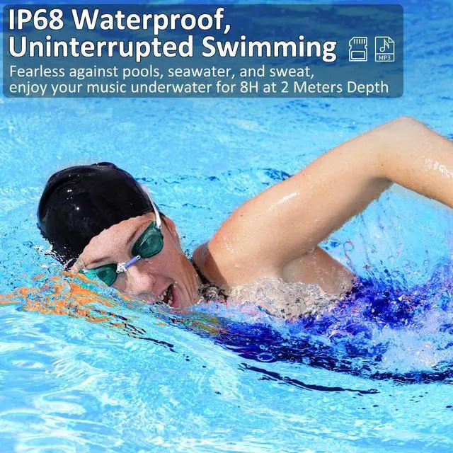 Alt view image 2 of 5 - KOPIDOE Swimming Headphones, IP68 Waterproof Bone Conduction Headphones with 32GB Memory, Bluetooth 5.4 Open Earphones, Wireless Underwater Earbuds for Swimming, Running, Sports(Grey)